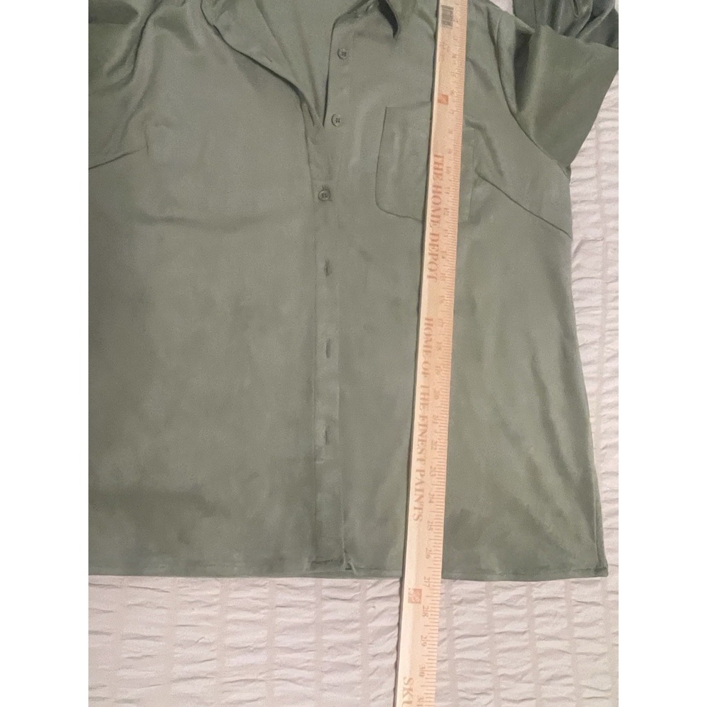 Coldwater Creek Shale Green  3/4 Sleeve Blouse  No Iron Size XL Button Down - Picture 7 of 8